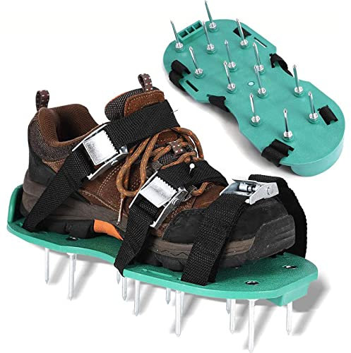 ZPYXBH Rasenpflege Rasenbelüfter Schuhe Rasenlüfter Vertikutierer Mit 6 Riemen Rasen Aerifizierer Sandalen Rasenvertikutierer Nagelschuhe Rasenbelüftungsschuhe Für Dein Rasen Oder Hof