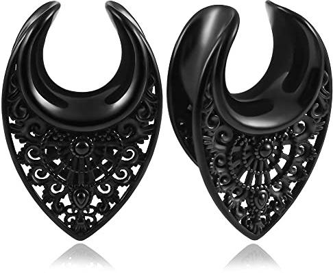 Vankula Ohr Tunnel Flesh Plug Saddles Hohl Edelstahl für Gestreckte Expander Ohrpiercing 8mm bis 25mm
