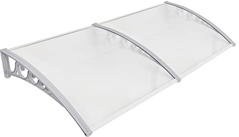 Doldo para Puerta Principal,Tejadillo de Protección,Marquesina Exterior para Puertas y Ventanas contra Sol y Lluvia con Soporte de Policarbonato,100*300cm