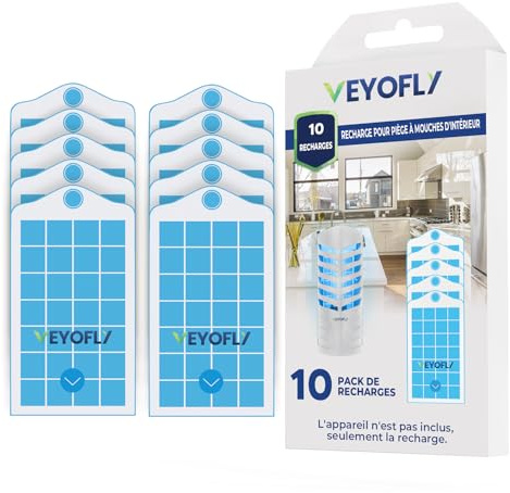 VEYOFLY Piège Mouche, Recharge Officielle, Anti Moucherons | Lot de 10