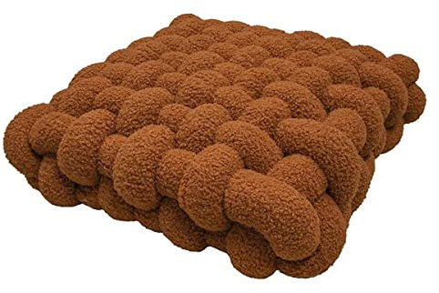 Kissen Deko Kuschelkissen Plüsch-Knoten-Ball-Kissen Geknotetes Kissen Knot Kopfkissen Dekokissen flauschig Zierkissen geflochten für Sofa, Bett, dekorativ,Caramel, 30×50×12CM