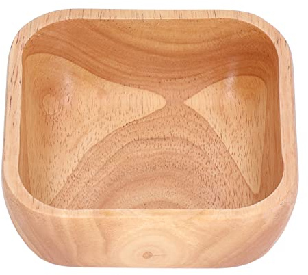 Tomotato Salatschüssel aus Holz, Handgefertigte Rustikale Quadratische Salatschüssel, Salat Schüssel aus Natur Holz für Salat, Obst, Gemüse(15cm)
