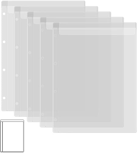 5 Blatt Binder Taschen Einlagen mit einer Tasche, A4 Größe, 4 Löcher, Ordner für Stanzformen und Briefmarken, wasserdichte PVC-Schutzbeutel für Stanzformen, Schablonen, Alben, Stempel, Basteln,
