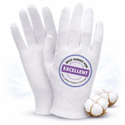 BWOLF IVORY 12/60 Paia di Guanti in Cotone Guanti Bianchi 100% Cotone Taglia Unica e da Ispezione Riutilizzabili, Monete, Gioielli, Cosmetici 10 (12 paia)