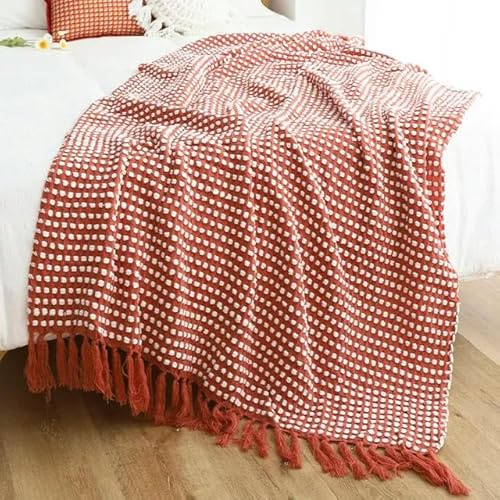 QIUMING Mantas Informales Blancas de Estilo nórdico, Chal Tejido Suave y cómodo, Manta para sofá, Cubierta para el Extremo de la Cama, Colcha Decorativa para Viaje y Hotel
