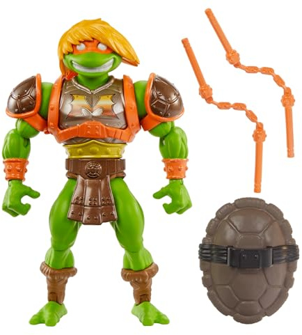 Masters of the Universe MOTU Origins Turtles of Grayskull Michelangelo bewegliche Actionfigur, Teenage Mutant Ninja und Masters of the Universe Crossover mit Accessoires, HTH13, HTH13 | Masters Of The Universe Teenage Mutant Ninja Turtles Origins 15,2 cm Figur Turtles Of Grayskull Wave 3 – Michelangelo