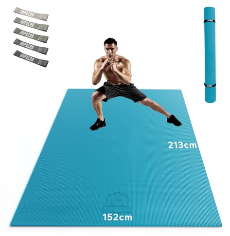 HAPBEAR Yogamatte XXL- Extra Groß Breit Sportmatte Fitnessmatte Rutschfest 213cm x 152cm/183cm x 122cm x 8mm Dicke, Hoher Dichte Ultra Haltbar PVC, Gymnastikmatte Schuhfreundlich