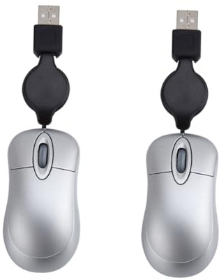 Uonlytech 2pièces Souris USB Mini Rétractable Souris Optique Portable pour Ordinateur Et Notebook Compatible Argenté