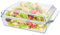 Oungy Fuente de cristal con tapa, 2 L, rectangular, para 2 personas, apta para horno, microondas (29,3 x 20,4 x 9 cm)