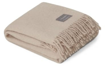 Stackelbergs Plaid-Mohair-Decke Mohair-Wolle Beige-Creme L 130 cm B 170 cm