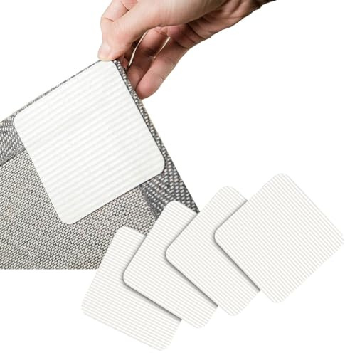 Ruayia Teppich Antirutschunterlage [4 Stück] Teppichaufkleber Sofaaufkleber Anti-Rutsch-Aufkleber Rug Gripper Starke Klebrigkeit Klebestreifen für Hartholzböden, Teppiche, Matten - Weiß