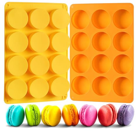 2 piezas Molde de silicona para galletas con chispas de chocolate，molde de silicona redondo，moldes para jabones，Adecuado para jaleas, muffins y moldes para tartas de queso（naranja + amarillo）