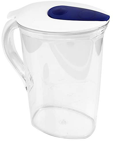 Fdit Brocca per Acqua in Plastica Trasparente da 2,1 Litri, a Prova di Perdite con Coperchio, Grande capacità per Uso Domestico, Club, Pub, Bar, Caffetteria, Ristorante