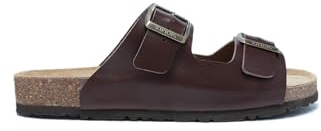 Kifidis Soft Step K0765DE Leather Läderskor Sandaler Träskor Clogs Tofflor Pantoletter Komfortskor, Män, Mörkbrun, EU 44