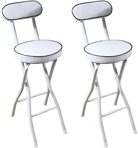 Sedia pieghevole sgabello da bar pieghevole con schienale 61 cm, sedia alta per la colazione imbottita, sgabello da bar con gambe in metallo e poggiapiedi, set da 2 pezzi, altezza seduta 76,2 cm