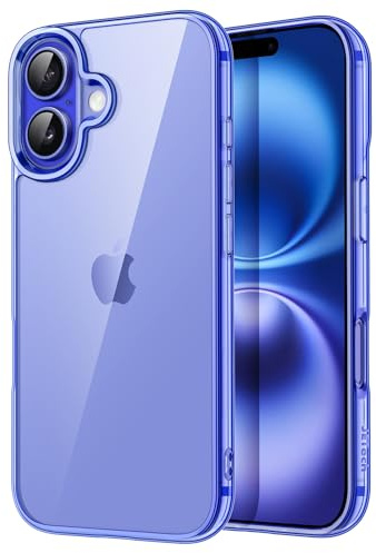 JETech Cover per iPhone 16, Anti-Ingiallimento, Blu Oltremare | Protezione Antiurto, Retro in PC Rigido Antigraffio, Custodia Bumper TPU Trasparente Resistente