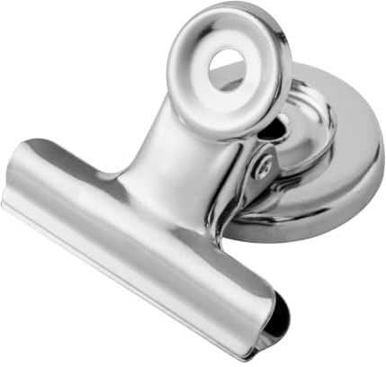LELADY Magnetklammer 31mm, 12 Stück Magnetische Clips, Silber | Kühlschrankmagnete, Magnetische Metall Klammer, Starke Magnete für Magnettafel Kühlschrank Foto Haushalt Büro