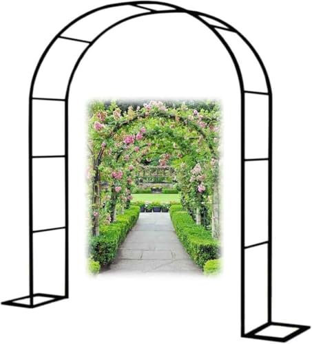 Grande arche de jardin extra large de 350 cm pour rosiers et plantes grimpantes en métal noir - Arche de mariage - Treillis extérieur - Support extra haut de 2,2 m de hauteur - Largeur : 1,2 m