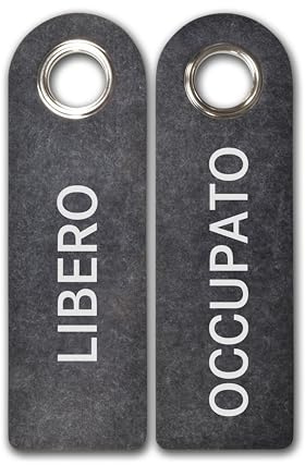 2 panneaux de signalisation pour poignées GRATUIT/occupé (gris foncé) 27 x 8,5 cm Polyfeutre de haute qualité - Œillets en métal garantissent longévité - Panneaux libres/occupé par porte