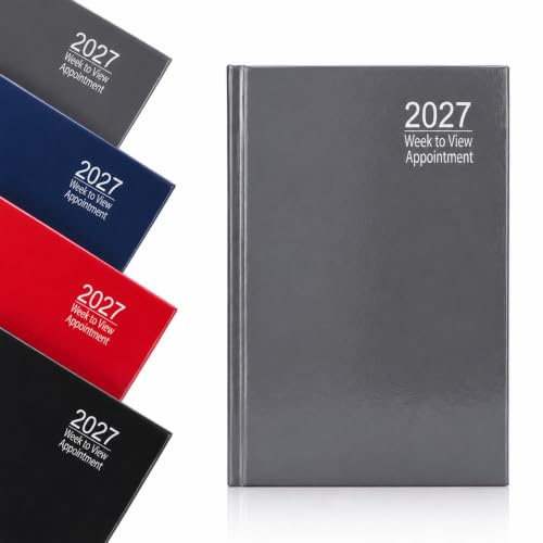 2027 Diary Appointment A5 Week to View 8AM to 5PM Hardback Planner (Grey)