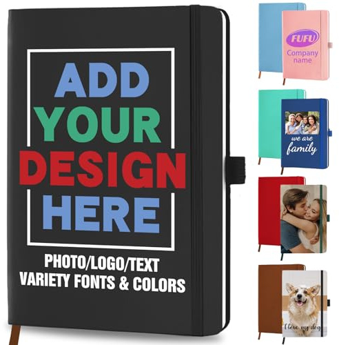 SIMIEEK Notizbuch Personalisiert mit aufgedrucktem Foto, Namens-, Text- und Logo-Motiv, individuelles Geburtstagsgeschenk für Frauen, Männer, Studenten, Lehrer, Lehrerinnen