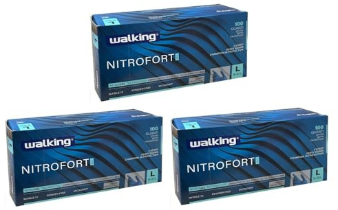 Generico Guanti Nitrile WALKING NITROFORT BLU Riusabili Taglia L - 7.5 g- 300 PZ