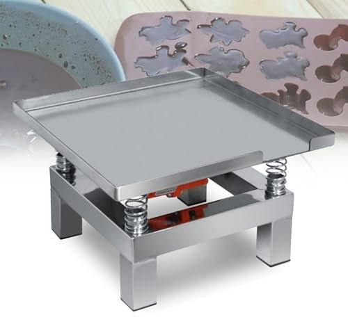 KHYTEBV Machine vibrante électrique pour Chocolat, Table vibrante électrique pour béton, Banc d'essai de Vibration 13,78 x 13,78, Plaque vibrante pour Moulage par Injection