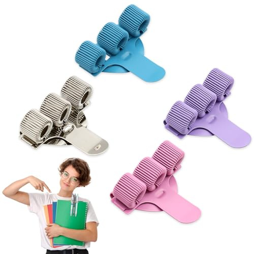 VEGCOO 4 Stück Verstellbarer Dreilöcher Stifthalter, Bleistifthalter, Krankenschwester Zubehör Für Die Uniform Von Ärzten Und Krankenschwestern (Rosa, Blau, Lila, Silber)