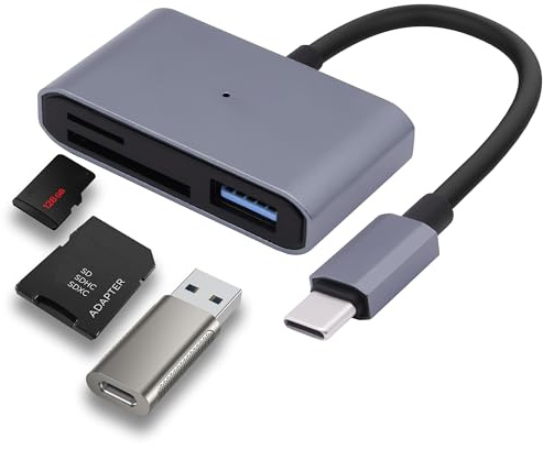 YARCHONN Lector de tarjetas USB C SD 3 en 1, adaptador de lector de tarjetas de memoria USB tipo C con puertos SD/TF USB 2.0 OTG para teléfono, portátil y más dispositivos tipo C