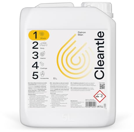 Cleantle Deiron Man 5l Felgenreiniger und Flugrostentferner Hochwirksamer pH neutraler Reiniger für Felgen und Lack Sicher für Keramikbeschichtungen und Wachse Bremsstaubentferner Gel Kirschduft