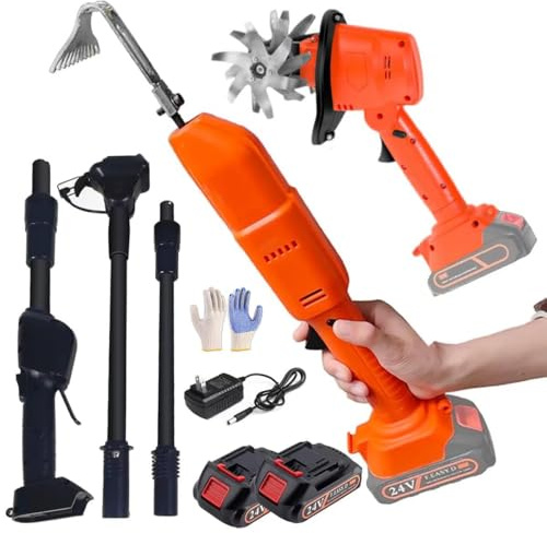 Cordless Electric Garden Tiller and Cultivator with Adjustable Poles - Efficient Soil Rotavator for Vegetable Fields and Greenhouses