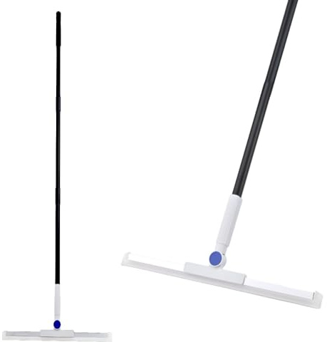 Squeegee Broom Rubber Floor Squeegee with 180° Rotating Head, Adjustable Long Handle Shower Cleaner Floor Squeegee Broom for Window, Shower Glass, Wet Room Water Dust Hair Removal