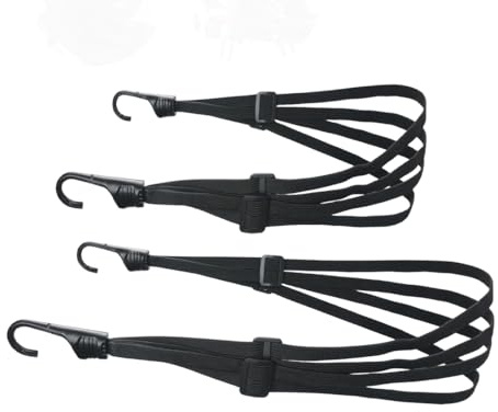 2 Pièces Tendeurs Elastique avec Crochets, Serre Pantalon Velo, Accessoire Velo, étendeur vélo, Sangle élastique Moto, Sangle Bagage, Sangle de Casque, Tendeurs Elastique Noir (60 cm + 90 cm)