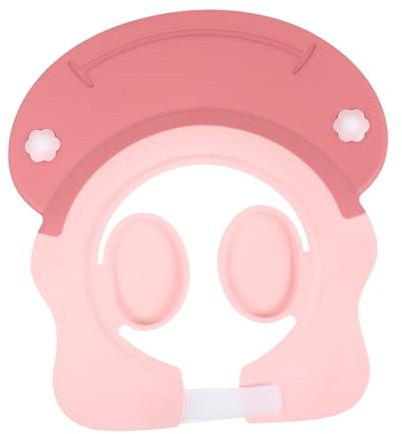 HAPINARY Duschkappe aus Flexiblem Tpe für Kinder mit Ohrenschutz und Shampoo Augenschutz Leicht und Verstellbar für Stressfreies Haarewaschen und Baden in Rosa