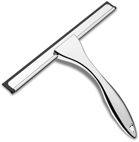 Zippicks Tergivetro per Doccia, Tergivetro Doccia in Acciaio Inox, Tira Acqua Da Doccia 25.5cm Pulisci Vetri, Tiraacqua Vetri Doccia per Finestre Specchi Bagno