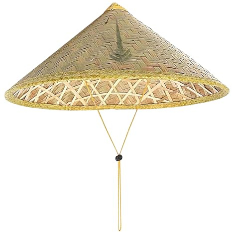 tulahkomen Reishut, lustig, Partyhut, chinesischer asiatischer Strohhut mit verstellbarem Riemen, für Angeln, Gartenarbeit, Camping, im Freien