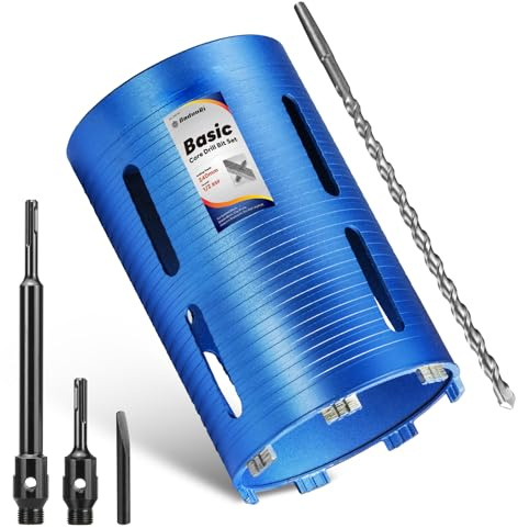 DaduoRi Juego de brocas de núcleo largo de 152 mm x 240 mm con adaptador SDS Plus de 240 mm, 110 mm y broca piloto central, juego de brocas de núcleo de diamante para piedra de mampostería de bloques