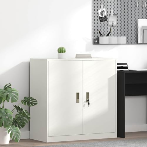 INLIFE Armoire de Rangement Blanc 90 x 40 x 90 cm Acier Laminé à Froid