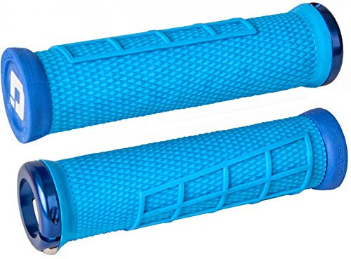 Odi Elite Flow Grips - Blue/Blue/Locking Clamp Handle Bar Part Mountain Biking Bike MTB Riding Ride Trail Enduro Downhill Hand Comfort Handlebar Rubber DH Accessories