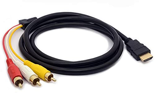 Tomost Câble HDMI mâle vers câble audio vidéo 3 RCA AV adaptateur code d'extension pour HDTV DVD 1080P et la plupart des projecteurs LCD (aucune fonction de conversion de signaux) - 1,5 m de long