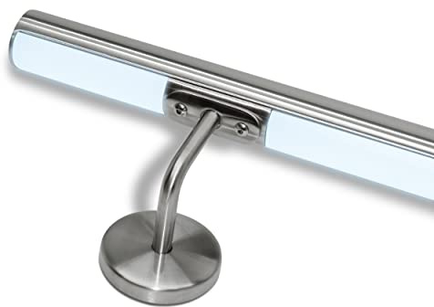Pasamanos para escaleras de acero inoxidable | Pasamanos con LED luz cálida blanca natural fría multicolor predisposición LED | Made in Italy (260 cm, pasamanos con LED luz fría 6500 k)