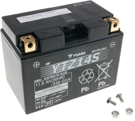 Motorradbatterie Yuasa YTZ14S AGM - Wartungsfrei - 12 V 11.2 Ah - Maße: 150 x 87 x 110 mm kompatibel mit KTM Adventure ABS, Adventure R ABS 1190 2013