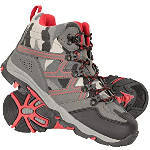 Mountain Warehouse Oscar Kids Walking Boots – Suede Footwear with Sturdy Grip, Padded Ankles & Strong Outsole – For Spring Summer Travelling, Hiking, Camping Camouflage Junior Shoe Size 4