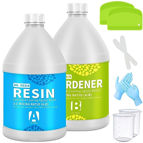 Transparentes Epoxidharz-Set, 2-teilig, Kunstharz, Epoxidharz, 3,5 l, Harz-Set, Kristallschmuck, Tischplatte, Harz mit Bonus-Tassen, haftet Streugeräte und Handschuhe