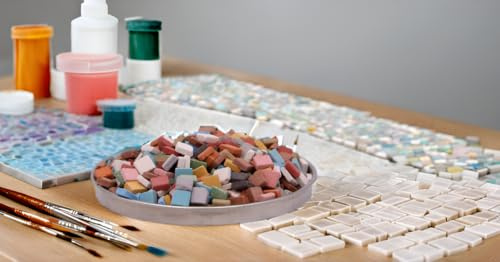 Mosaik-Antik Freestyle | Natursteine 1 x 1 cm | DIY Mosaik Kunst | Fliesen Kacheln zum Verzieren und Basteln | Mosaiksteine | 1300 Stück | ca 1 kg farbig sortiert