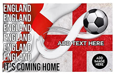 England Football Supporter | Personalised | Home Nations | Fabric Banner | 5x3ft Indoor & Outdoor Party Banner | Football Celebration Banner | Pub Shed Party Backdrop | Eyelet Fabric Flag