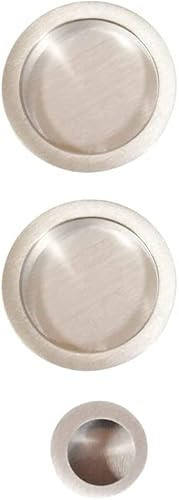 Bricoleva.it Kit Serrure Porte Coulissante - Rosette Ronde Aveugle, Poignée Avec Serrure (Chrome Satiné)