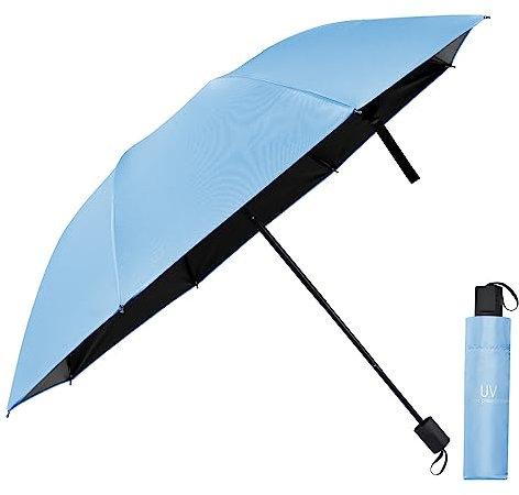 Vicloon Sturmfeste Regenschirm mit 210T Teflon-Beschichtung, UV- und Sonnenschutz, leichtig kompakt (Himmelblau)