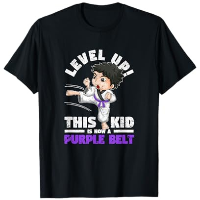 Level Up This Kid Is Now A Purple Belt Karate Martial Arts T-Shirt