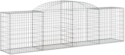 vidaXL Gabion Basket 3 Pcs, Arched Gabion Basket for Outdoor Garden Patio Balcony, Outdoor Garden Gabion Retaining Wall, Galvanized Iron